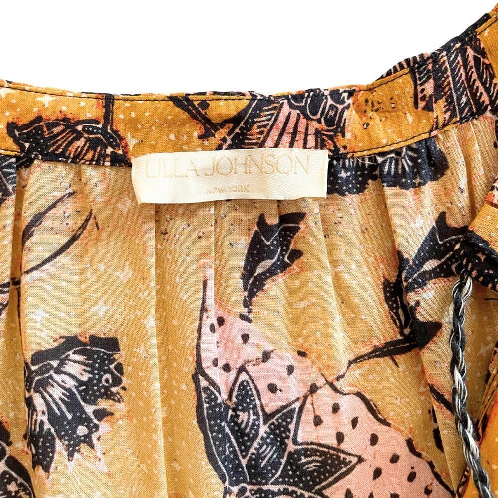 Ulla Johnson Maxi Dress Tiered Arinella Cover Up Solar Yellow Floral Flutter XL - Picture 6 of 7